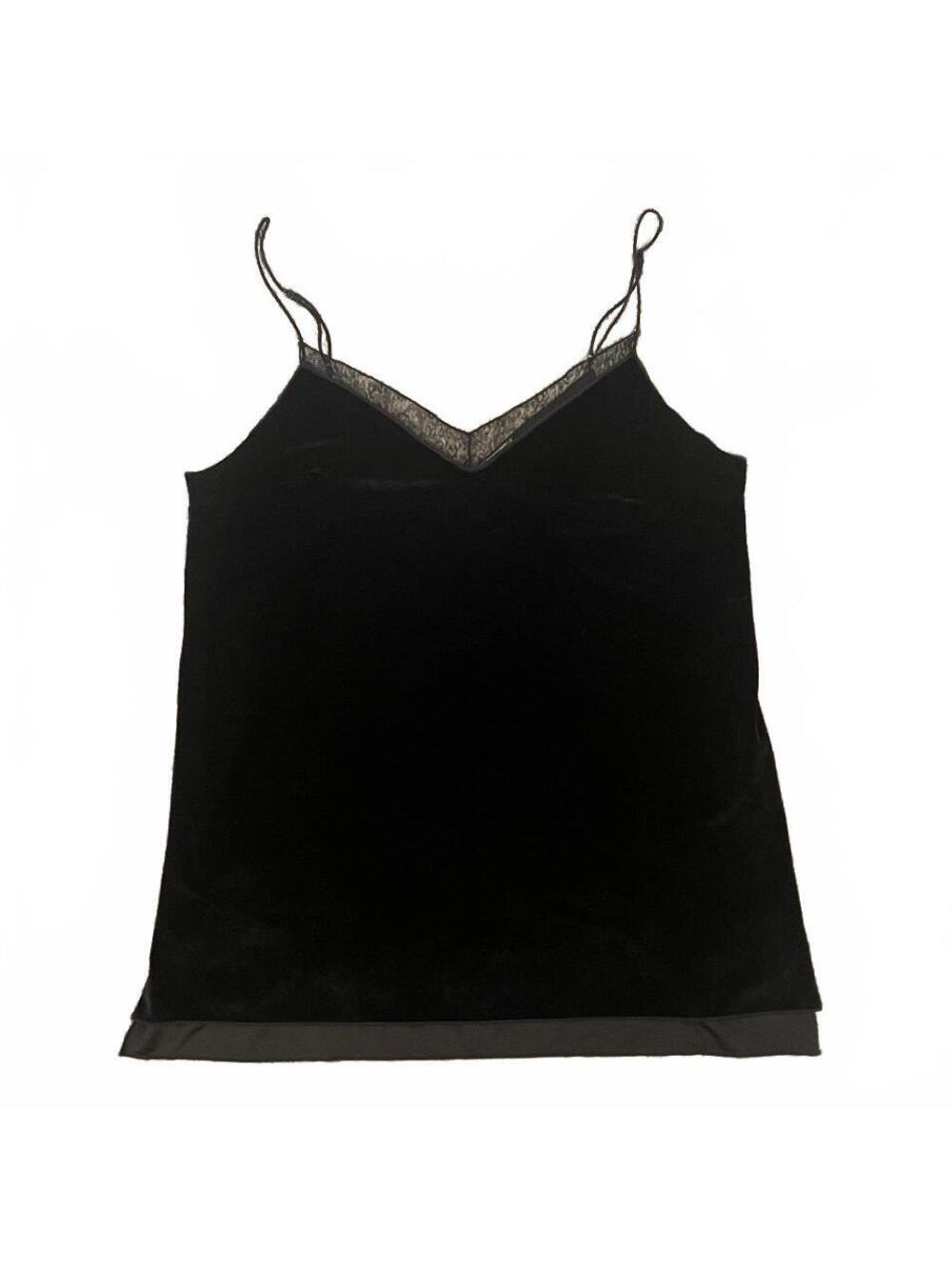 Free People Intimately Black Mesh Trim Velvet Camisole Whimsigoth Witchy
